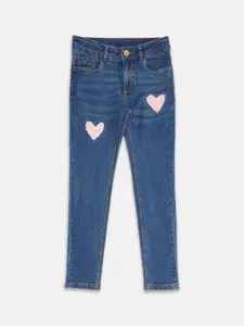 Pantaloons Junior Girls Blue Mildly Distressed Slim Fit  Jeans