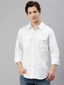 Hubberholme Men White Pure Cotton Classic Casual Shirt