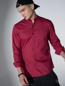 Hubberholme Men Red Solid Pure Cotton Regular Fit Casual Shirt