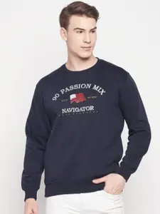 Duke Men Blue Printed Sweatshirt