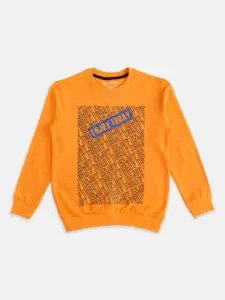 Pantaloons Junior Boys Orange Printed Sweatshirt
