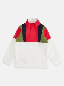 Pantaloons Junior Boys White Colourblocked Sweatshirt