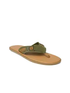BYFORD by Pantaloons Men Olive Green & Beige Solid Slip-On Comfort Sandals