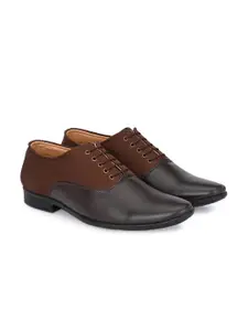 Azzaro Black Men Brown Solid Synthetic Leather Formal Derbys