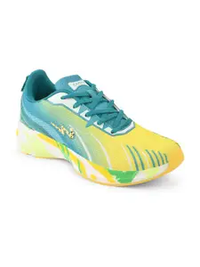Campus Women Yellow & Sea Green Printed Mesh Running Shoes