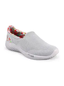 Campus Women Grey Floral Printed Slip-On Mesh Running Shoes