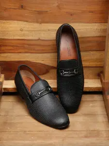 MUTAQINOTI Men Black Solid Formal Slip-On Shoes