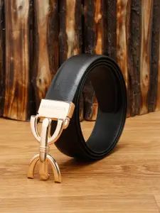 MUTAQINOTI Men Black Leather Formal Belt