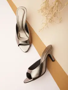 Vishudh Bronze-Toned Open Toe Heels