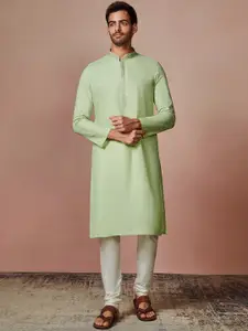 Manyavar Men Sea Green Pure Cotton Kurta with Pyjamas