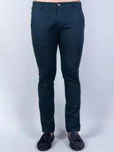 Tistabene Men Navy Blue Solid Relaxed Cotton Chinos Trouser