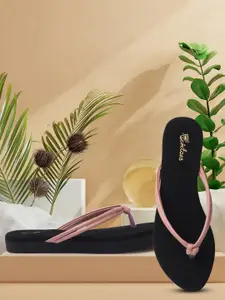 Picktoes Women Pink Solid Synthetic T-Strap Flats