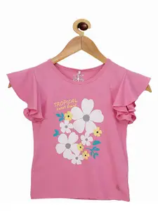 Tiny Girl Girls Pink Floral Printed Top