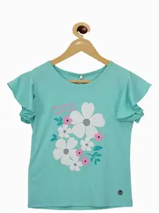 Tiny Girl Girls Sea Green Floral Printed Top
