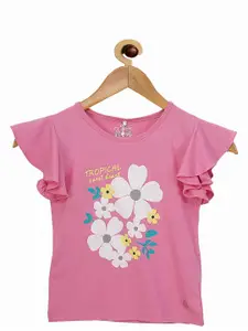 Tiny Girl Girls Pink Floral Printed Top