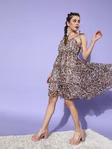 DODO & MOA Multicoloured Animal Chiffon Blouson Dress