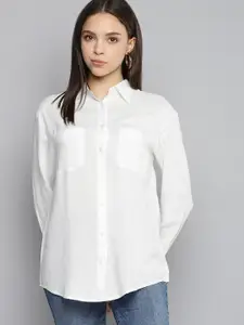 DENNISON Women White Solid Casual Shirt