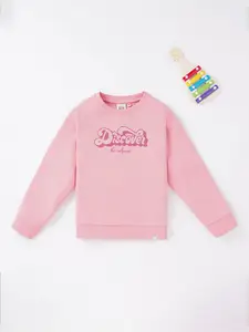 Ed-a-Mamma Girls Pink Printed Cotton Sweatshirt