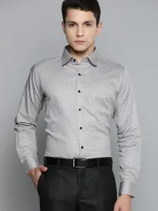 DENNISON Men Grey Smart Polka Dots Printed Formal Shirt