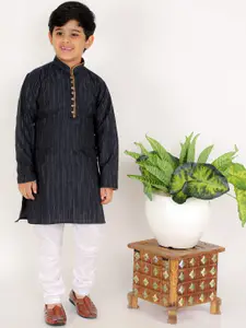 Pro-Ethic STYLE DEVELOPER Boys Blue Geometric Printed Pure Cotton Kurta with Pyjamas
