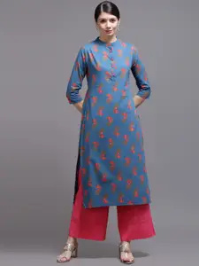 KALINI Women Blue & Red Floral Printed Kurta
