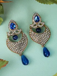 ANIKAS CREATION Women Blue Gold-Plated Dome Shaped Chandbalis Earrings