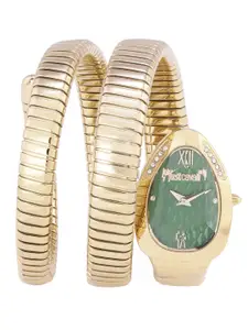 Just Cavalli Women Green Dial & Gold Toned Strap Analogue Watch JC1L224M0045