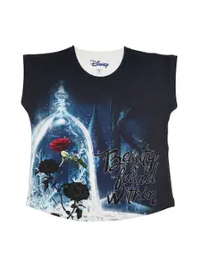 Disney by Wear Your Mind Girls Black & White Printed Top