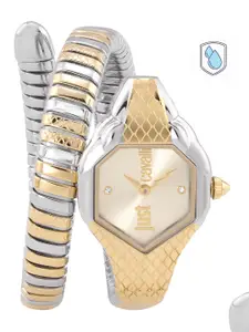Just Cavalli Women Gold-Toned Dial & Gold Toned Wrap Straps Analogue Watch JC1L190M0065
