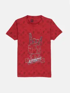 Status Quo Boys Red Printed T-shirt