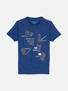 Status Quo Boys Blue Printed Cotton T-shirt