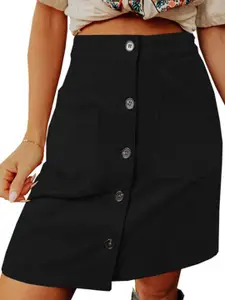 BoStreet Women Black Solid A-Line Skirt