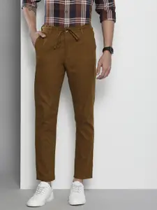 The Indian Garage Co Men Brown Slim Fit Linen Trousers