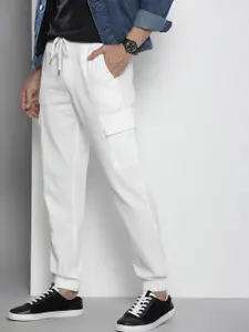 The Indian Garage Co Men White Slim Fit Cotton Joggers