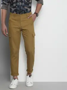 The Indian Garage Co Men Khaki Slim Fit Cotton Cargos Trousers