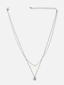 FOREVER 21 Silver-Toned & White Solid Layered Necklace