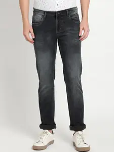 Turtle Men Grey Narrow Tapered Fit Heavy Fade Stretchable Jeans