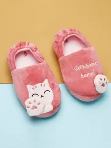 max Girls Pink & Rose Printed Rubber Room Slippers