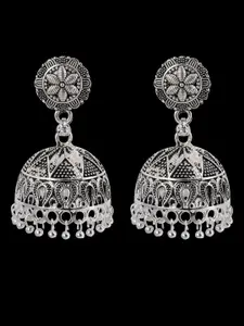 Silver Shine Silver-Plated Contemporary Jhumkas Earrings