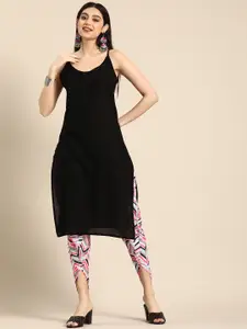 Sangria Women Black Pure Cotton Top with Salwar