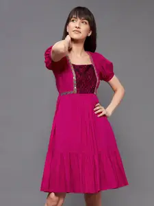 Miss Chase Pink Chiffon A-Line Dress