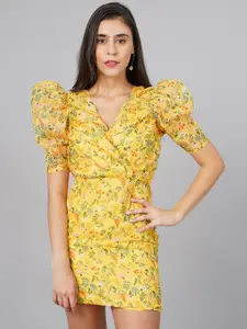 SCORPIUS Women Yellow Floral Mini Dress