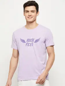 max Men Lavender Typography Printed Cotton T-shirt