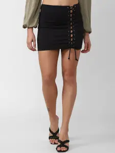 FOREVER 21 Women Black Solid Mini Skirts