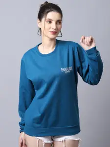 Obaan Women Blue Printed Sweatshirt