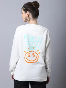 Obaan Women White Printed Sweatshirt