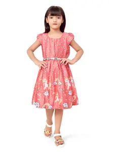 Doodle Girls Coral & Peach-Coloured Satin Dress