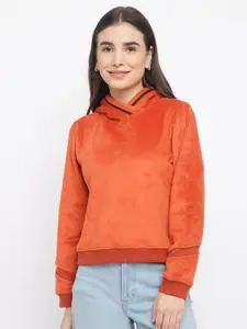 Latin Quarters Women Rust Hooded Pullover Sweater