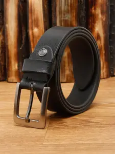 Teakwood Leathers Men Black Textured Leather Belt