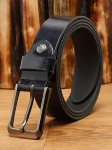 Teakwood Leathers Men Black Solid Leather Belt